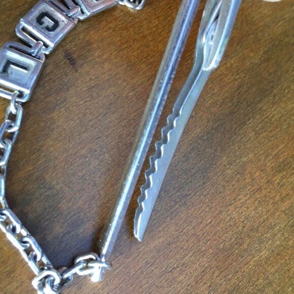 Vintage Hickok Silver Tone Chain Tie Bar Crocodile Clip Initials ACL Repurposed - Picture 10 of 11
